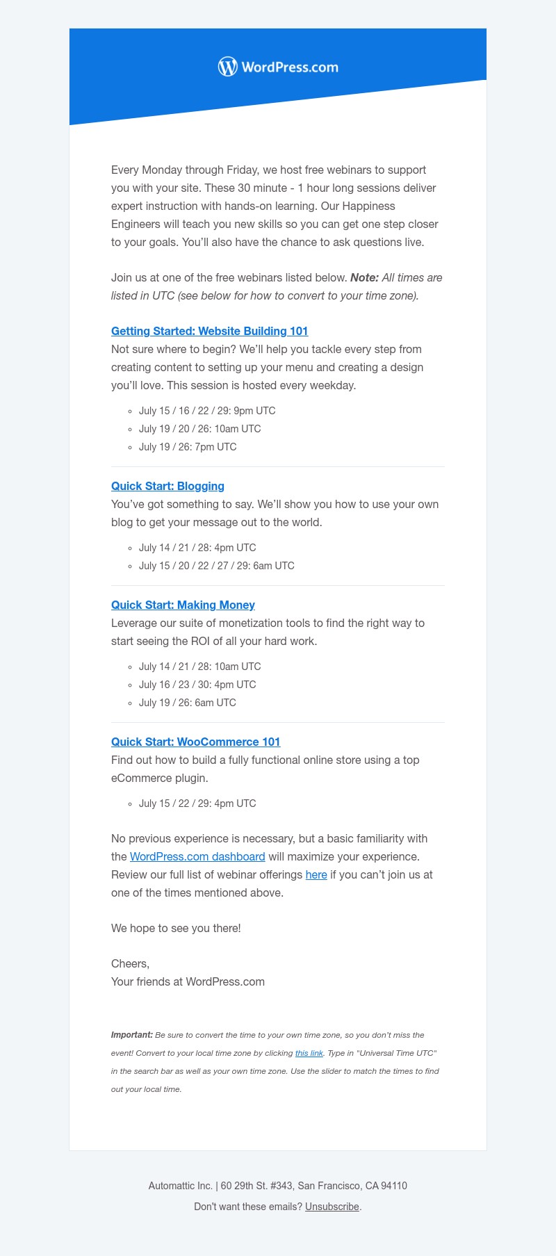 WordPress - Free webinars from WordPress.com Support