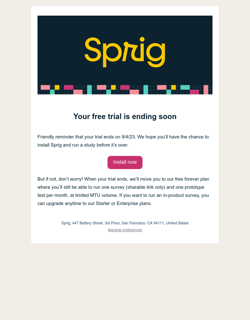 Sprig - [Urgent] Only 2 days left of your Sprig trial