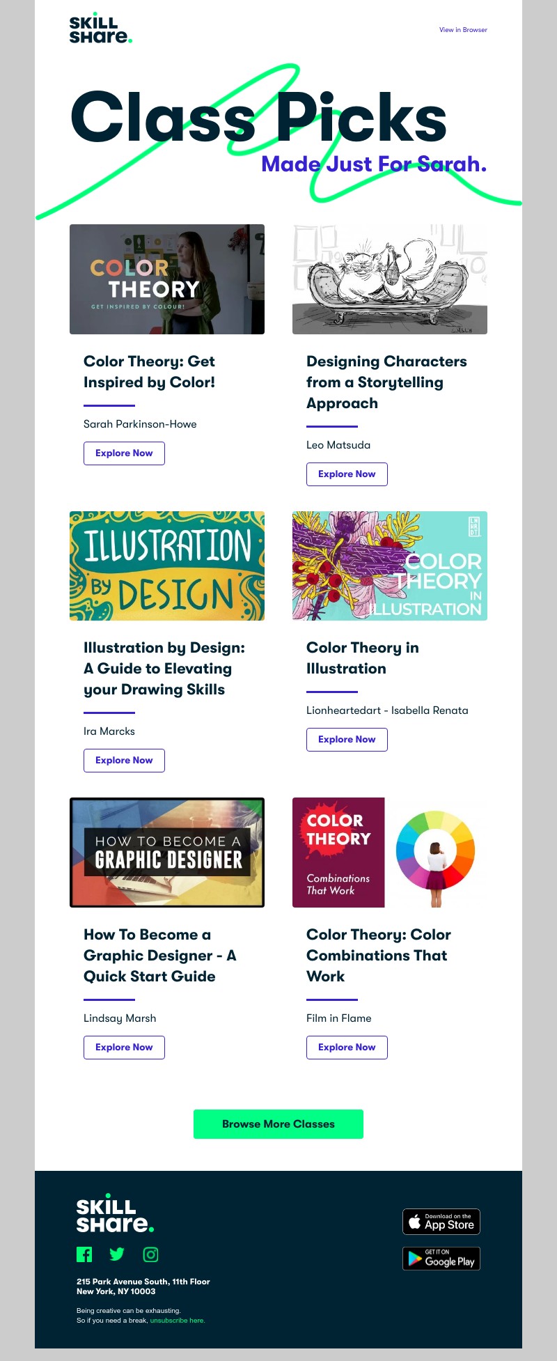 Skillshare - Sarah's Personal Class Recommendations