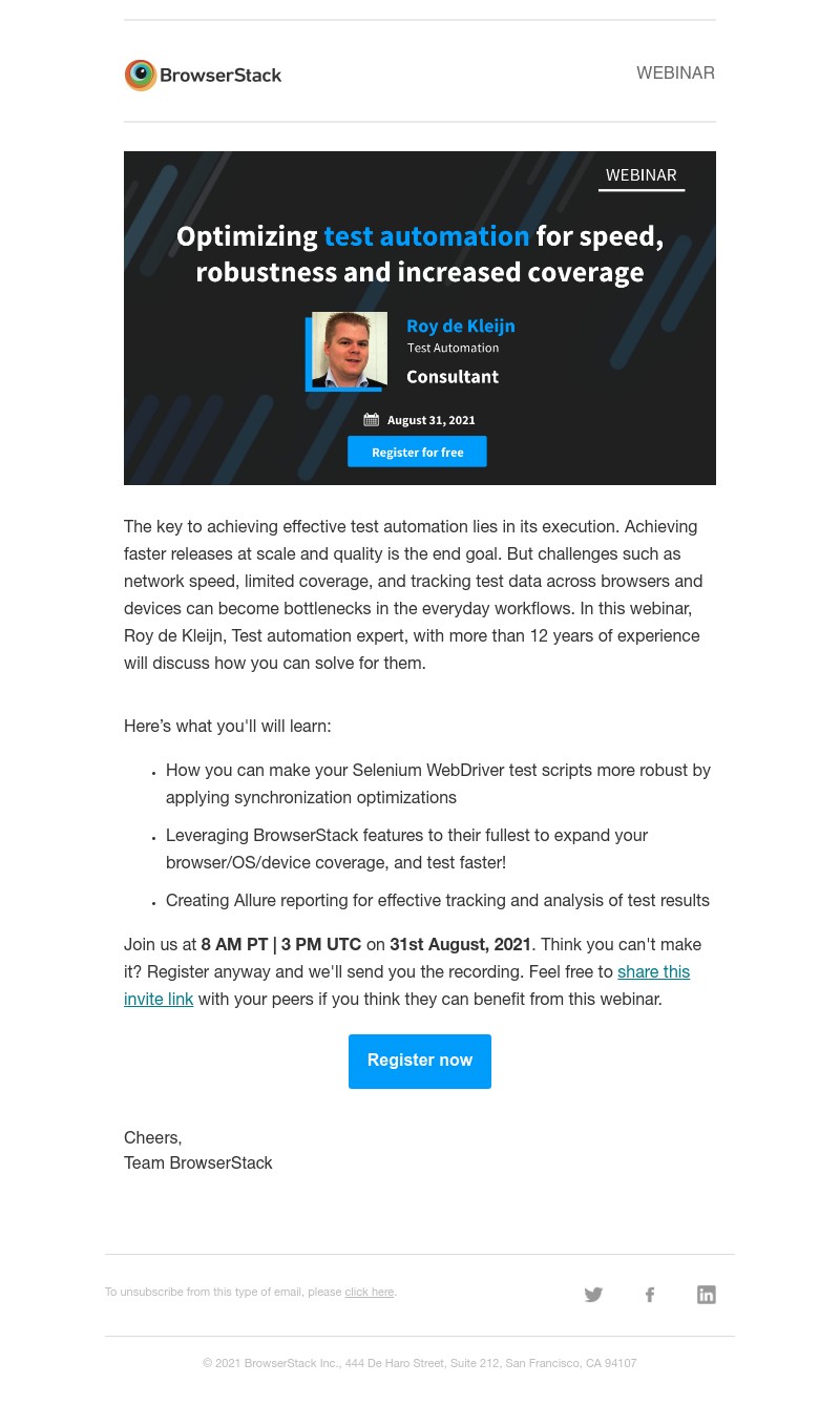  - Webinar: Optimizing test automation for speed, robustness and increased coverage