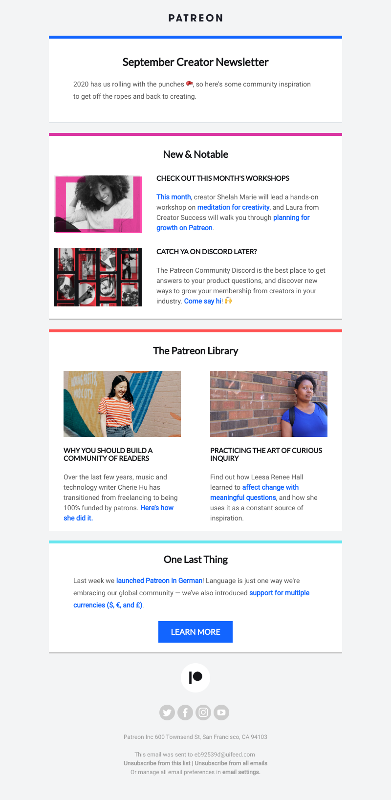 Patreon - Your September creator newsletter is here!