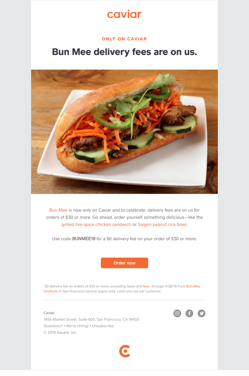  - $0 delivery fees on Bun Mee orders