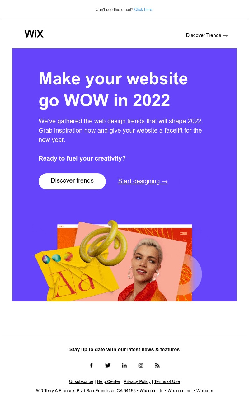 Wix - Take what’s in style from 2022, put it on your website