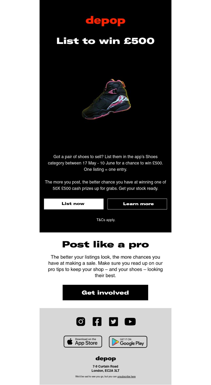 Depop - List your shoes for your chance at £500