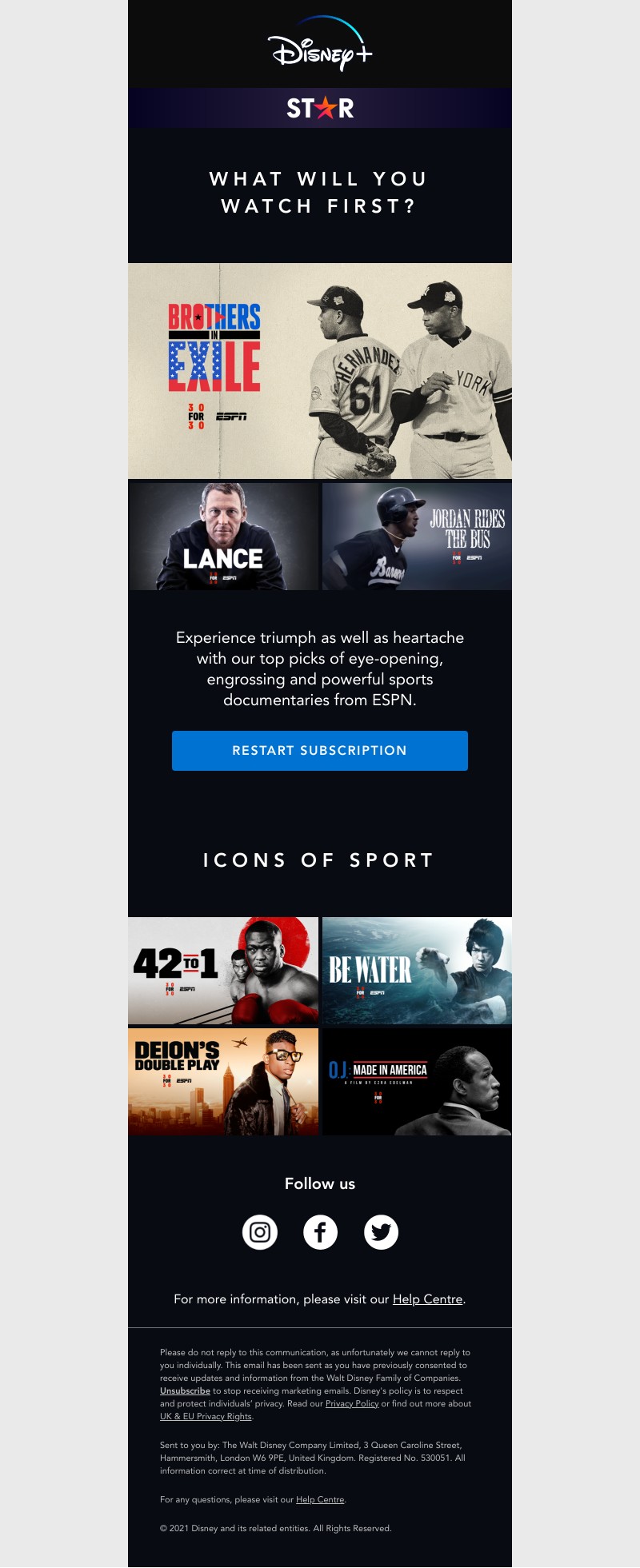 Disney+ - Top sports documentaries
