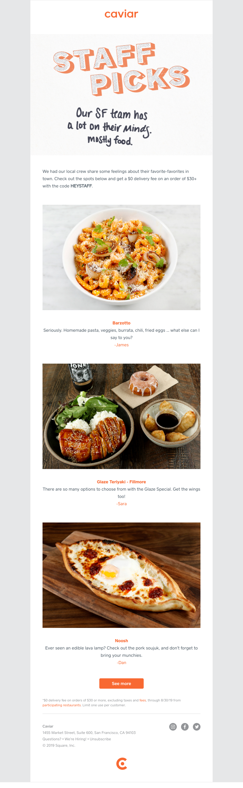  - Hi SF. It’s me, food. 