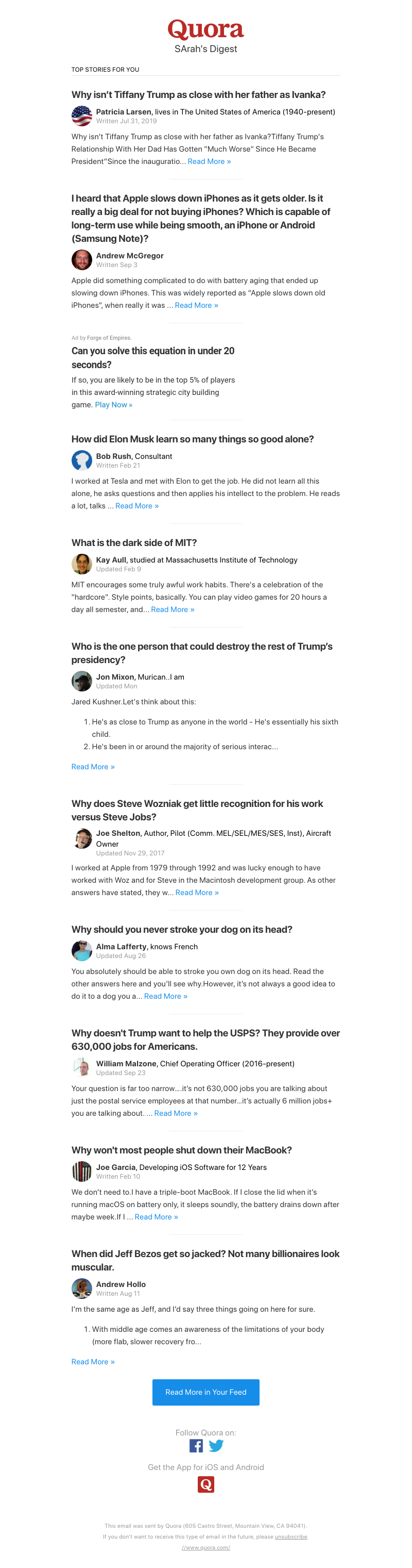 Quora - Why isn’t Tiffany Trump as close with her father as Ivanka?