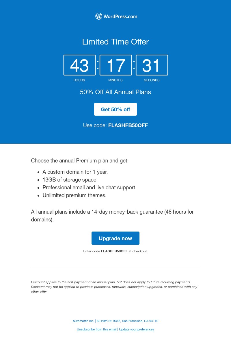 WordPress - Save 50% on any WordPress.com plan - 2 days only!