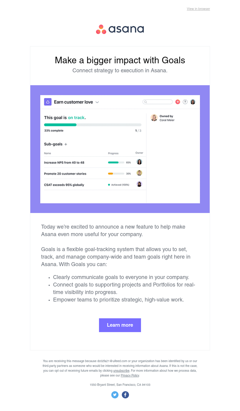 Asana - New: Set, track, and manage goals