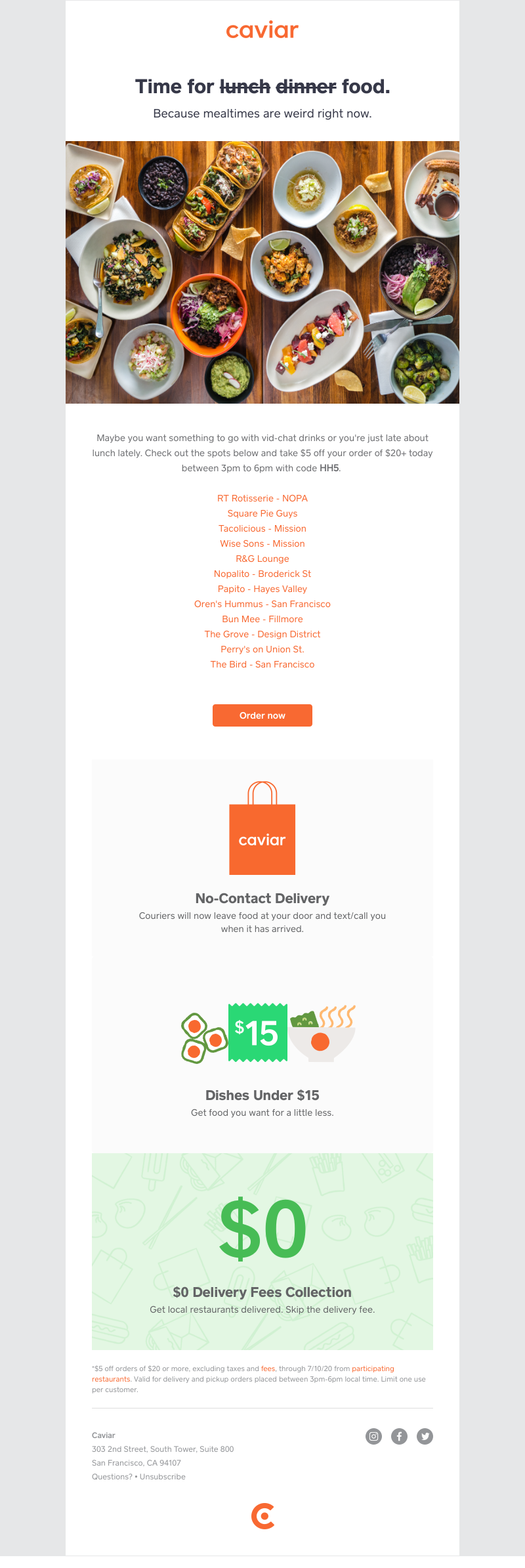  - $5 off lunch. Or dinner.