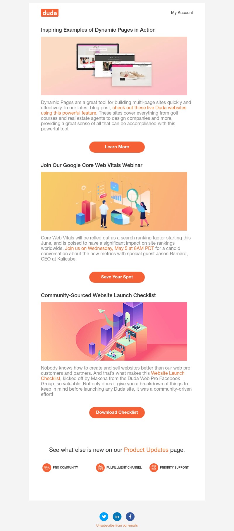 Duda - 10 Examples of Dynamic Pages, Google Core Web Vitals Webinar, and More
