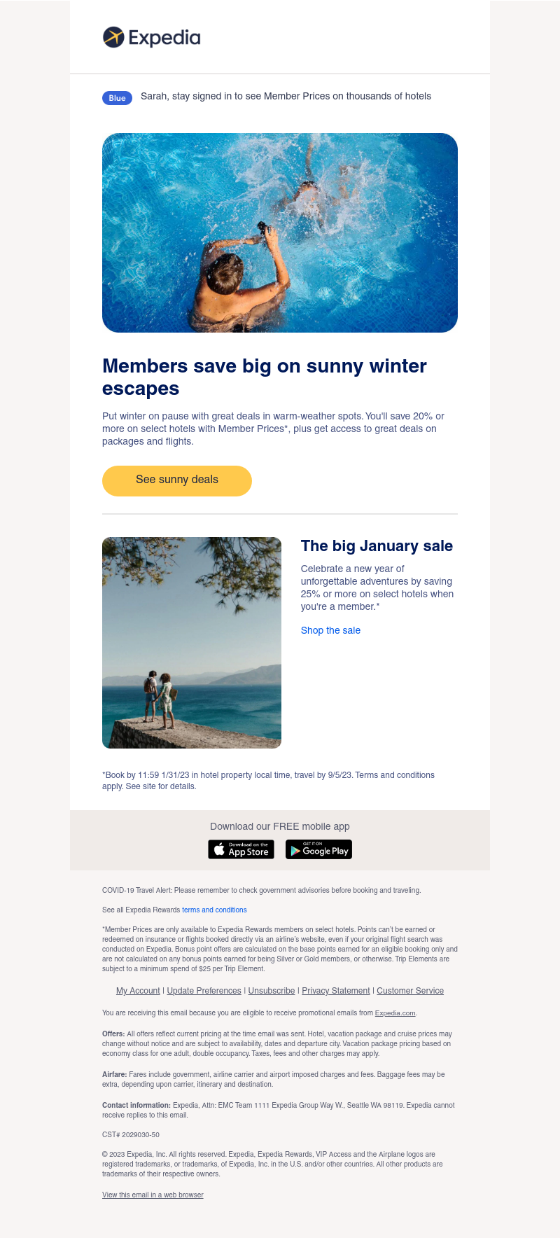 Expedia - Members save 20% or more on warm winter getaways