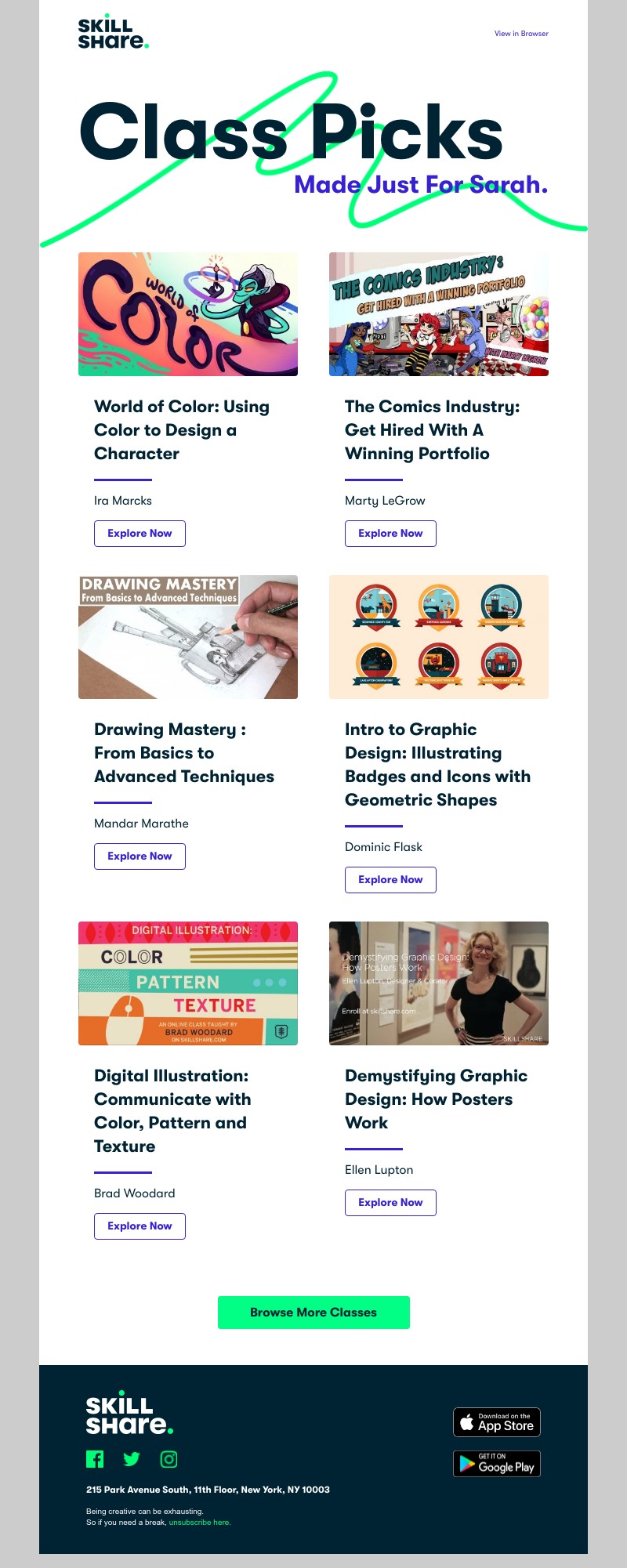 Skillshare - Your Weekly Class Recommendations