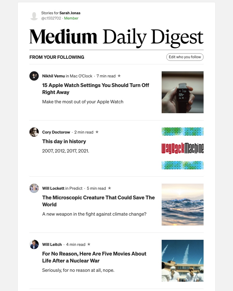 Medium - 15 Apple Watch Settings You Should Turn Off Right Away | Nikhil Vemu in Mac O’Clock