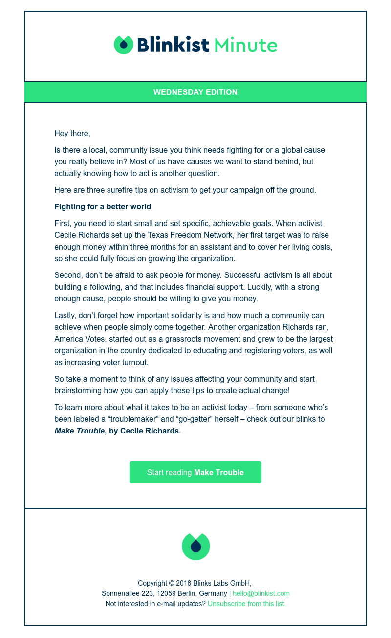  - Blinkist Minute: How to become an activist