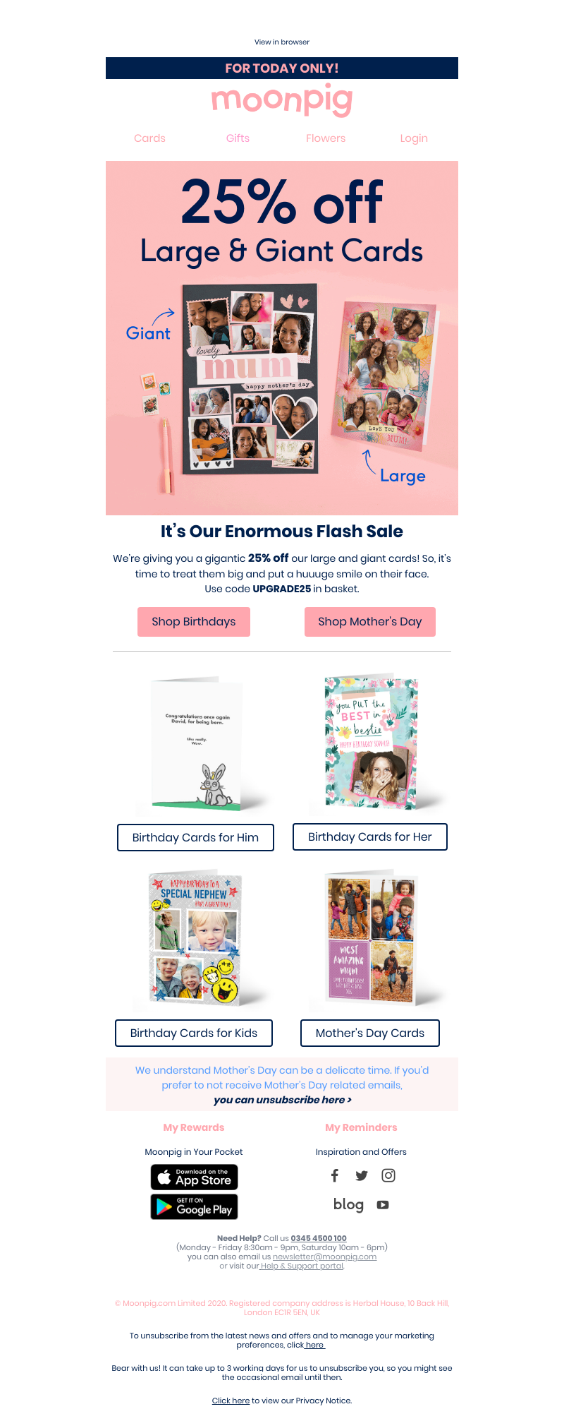 Moonpig - (A surprise) 25% off large & giant cards! 💥