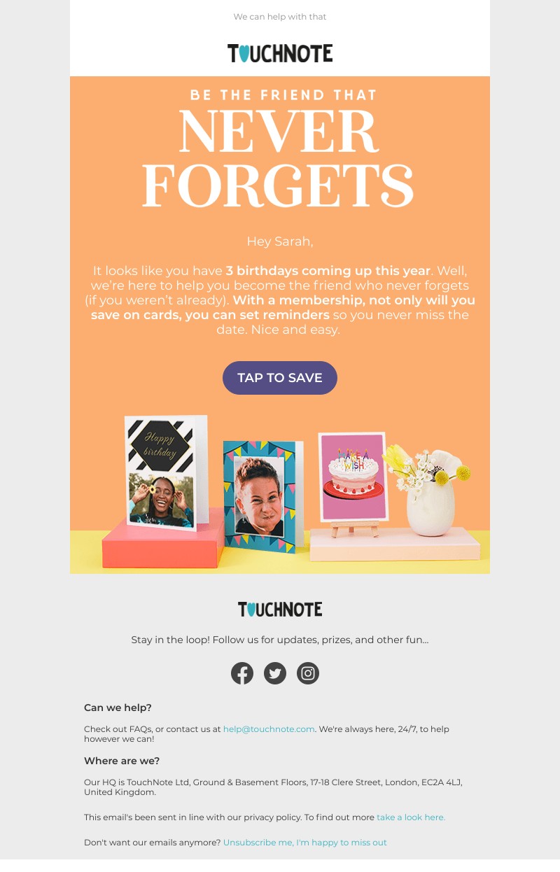 TouchNote - Birthdays coming up? 🎂