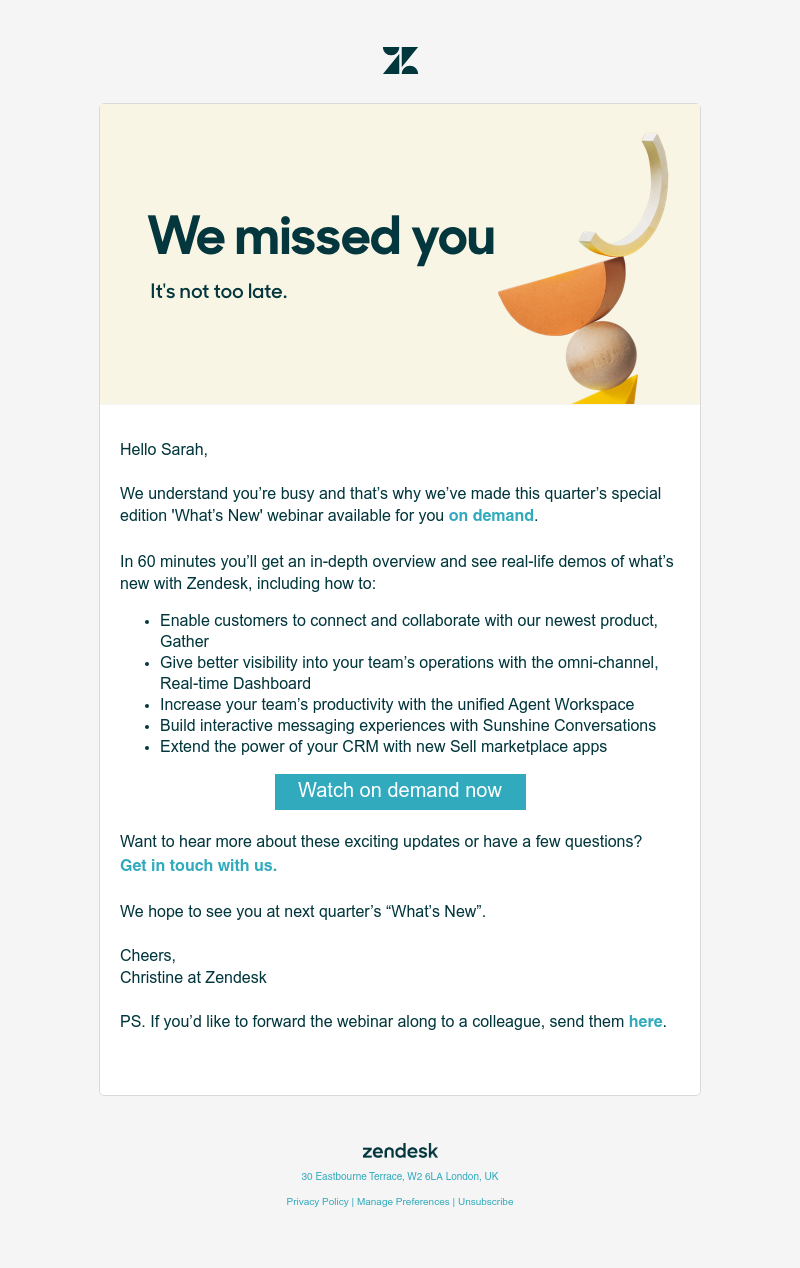 Zendesk - Watch now: 'What’s New' webinar