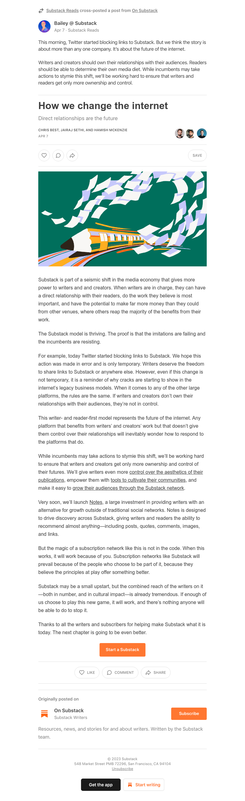 Substack - How we change the internet
