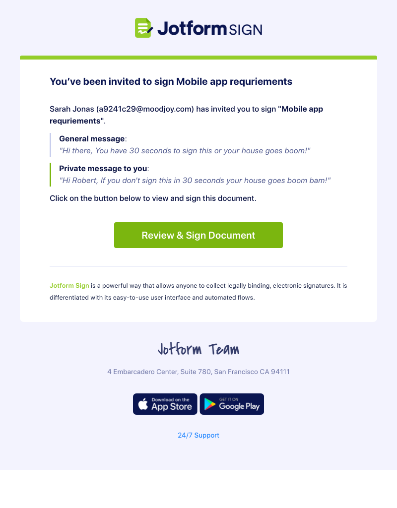  - Your signature requested for Mobile app requriements
