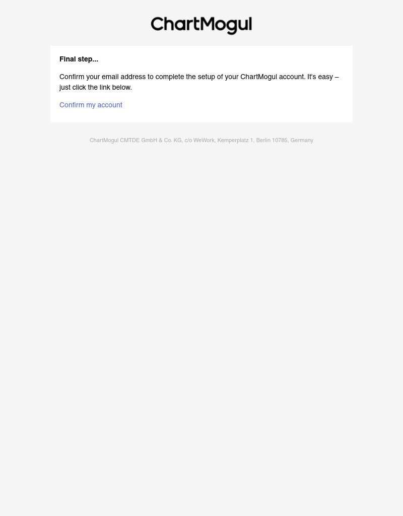  - Action required: Confirm your ChartMogul account
