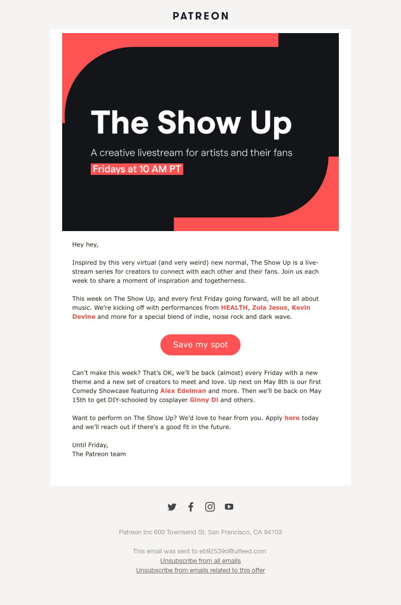 Patreon - 🎶 Join us this Friday, May 1st at 10am PT for The Show Up : All About Music 🎶