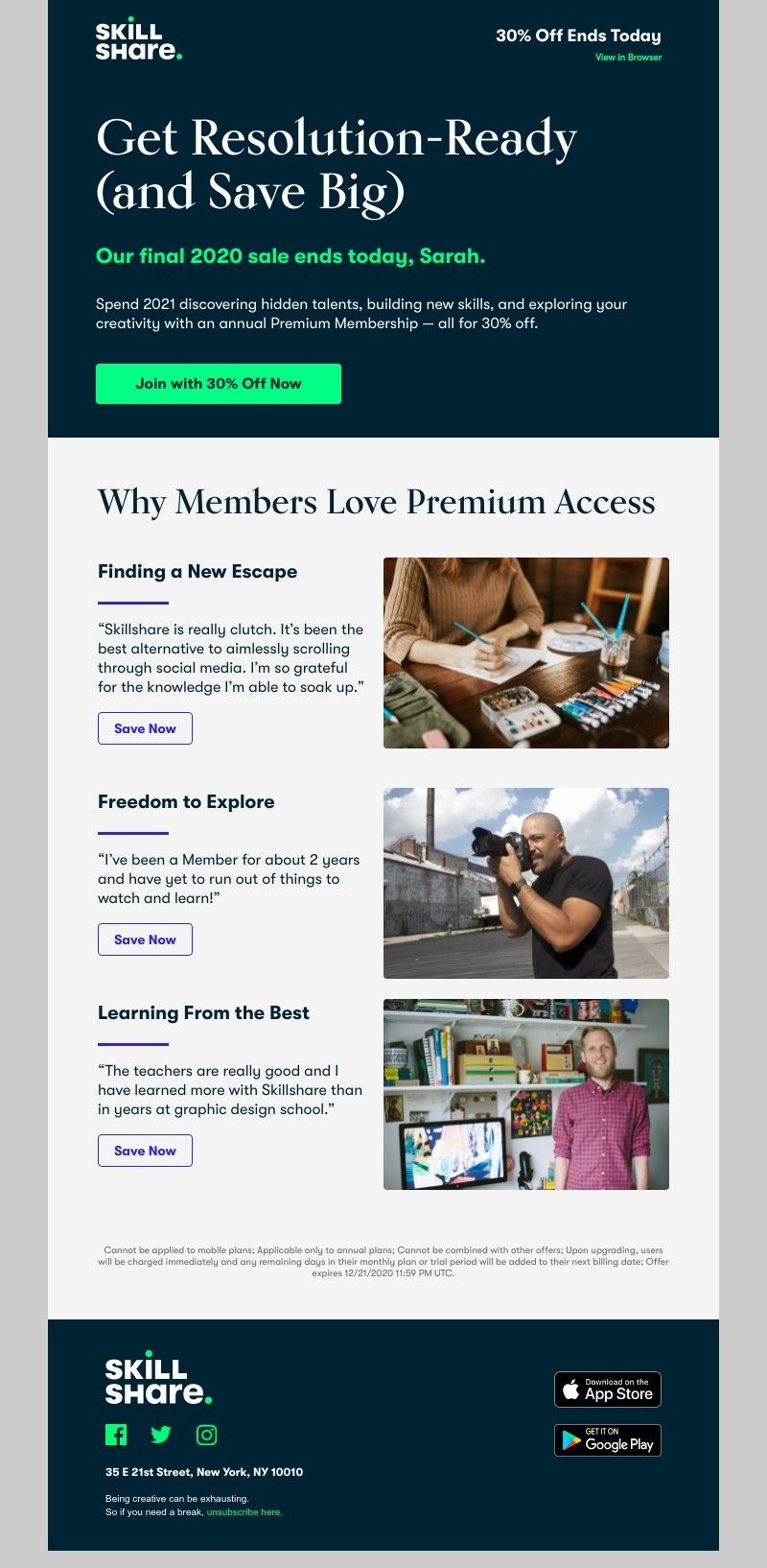 Skillshare - Ends Today: Save 30% on Premium Access Members Love
