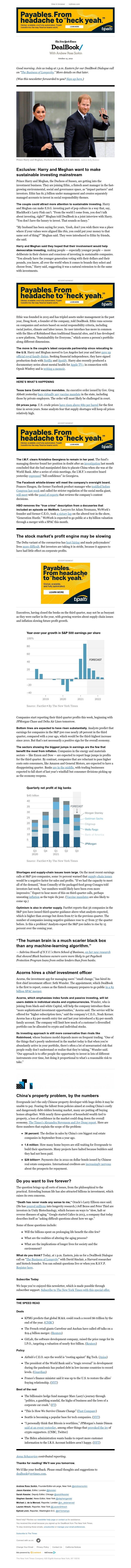 The New York Times - DealBook: Harry and Meghan get into finance