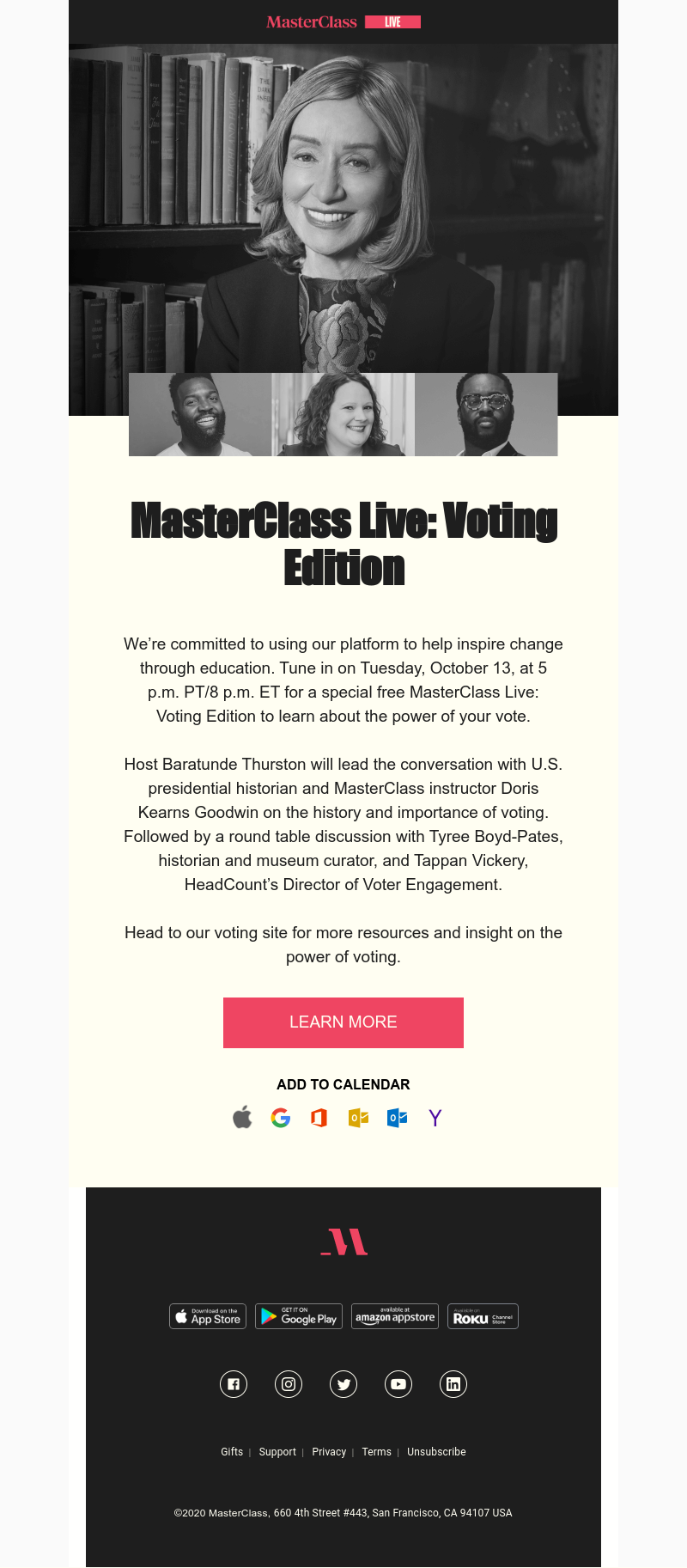  - Join us next Tuesday for MasterClass Live: Voting Edition