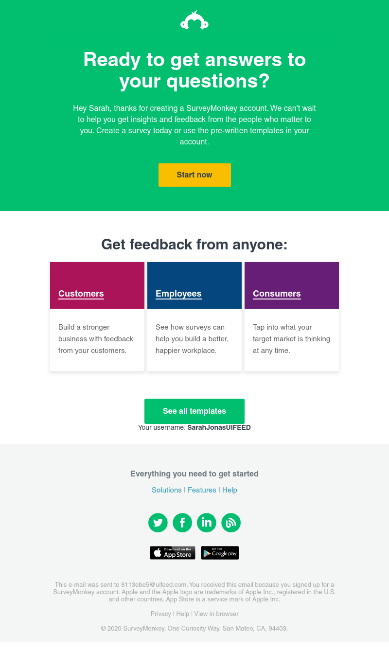  - Welcome, Sarah! Your account information