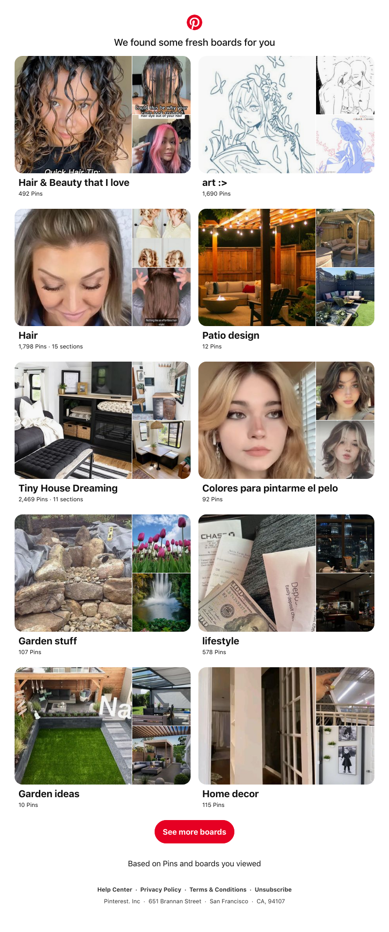 Pinterest - "Hair & Beauty that I love", "art :>" and 8 other boards like yours