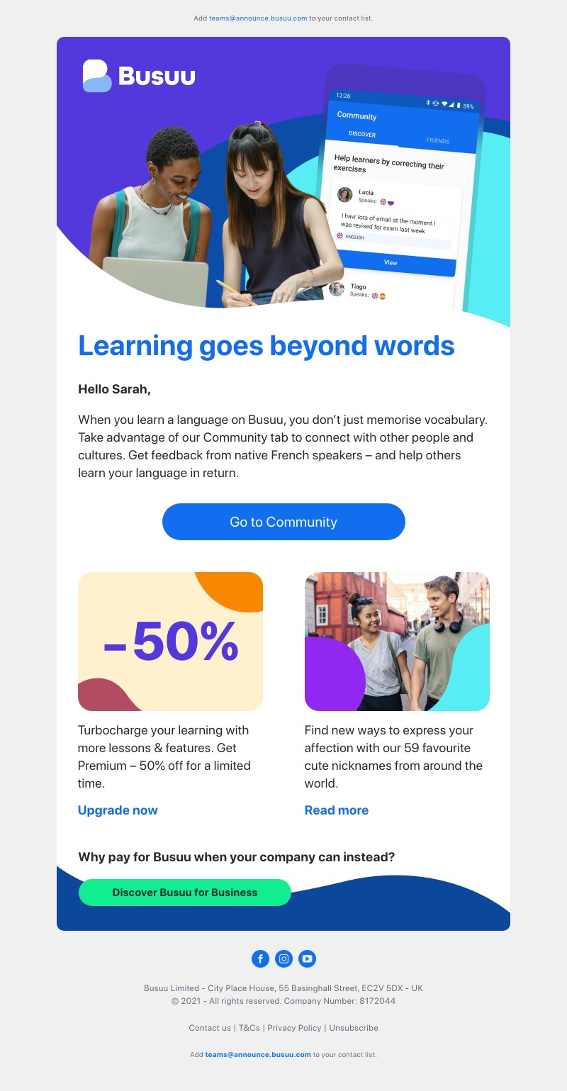 Busuu - Here’s what you need to know from Busuu this month… 💙