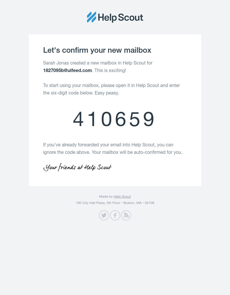  - Your confirmation code is 410659