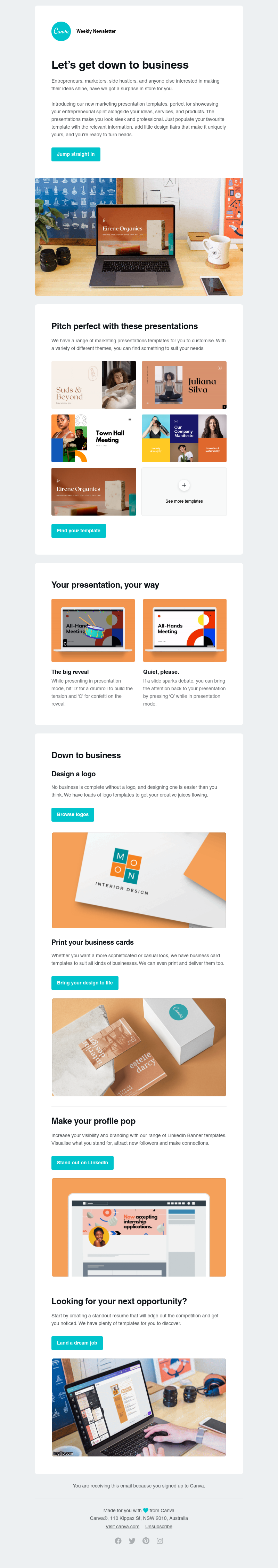 Canva -     Let’s get down to business with our new templates