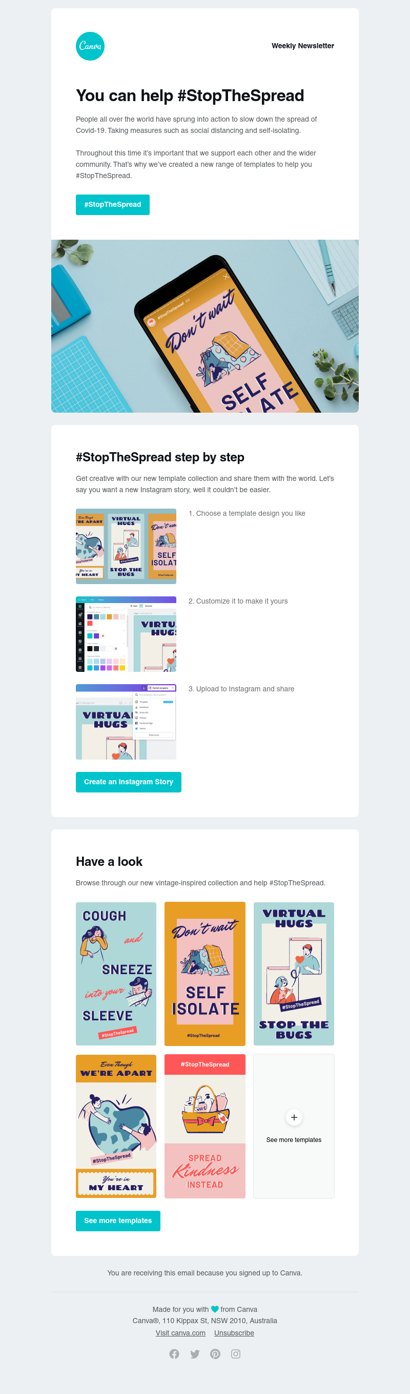 Canva - Help #StopTheSpread with our new templates.