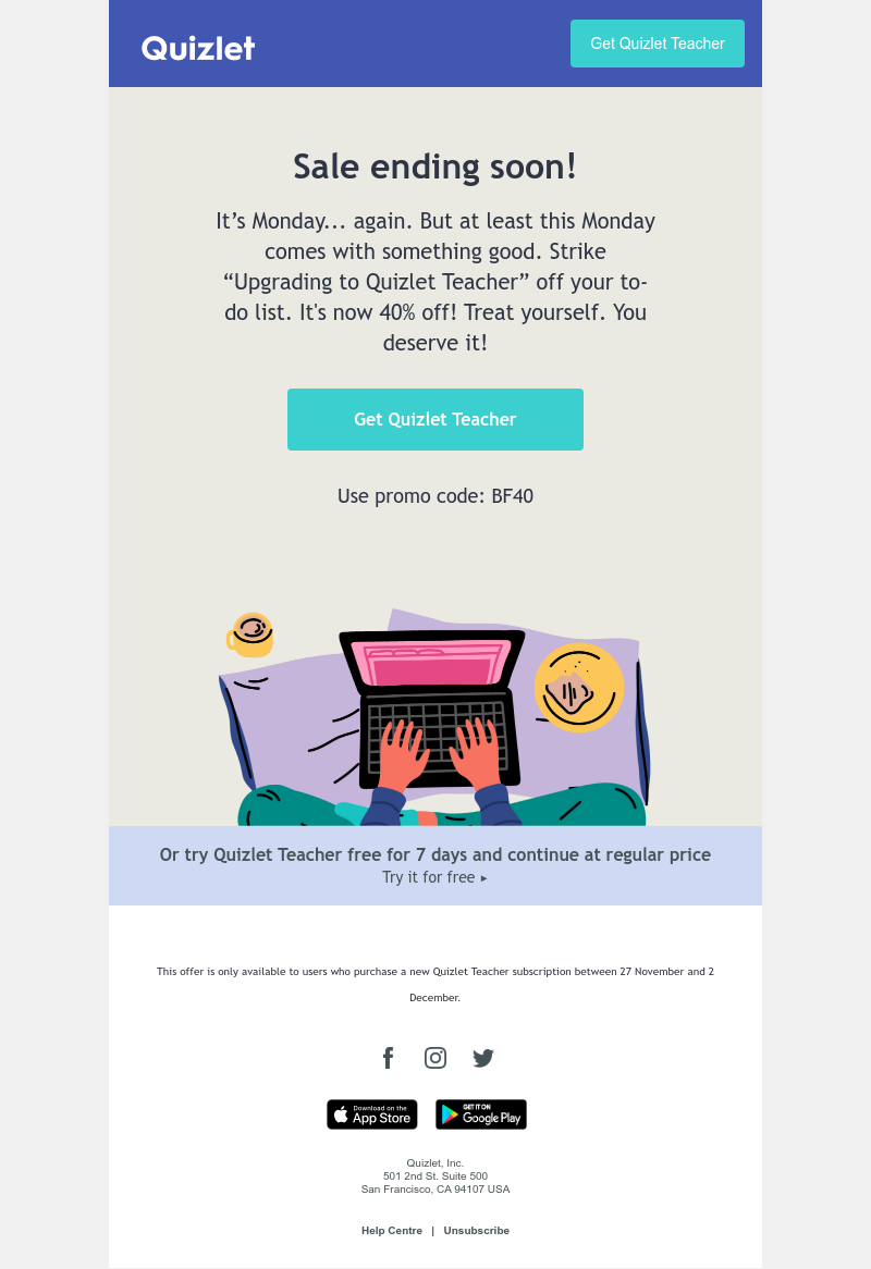 Quizlet - BEST MONDAY EVER.