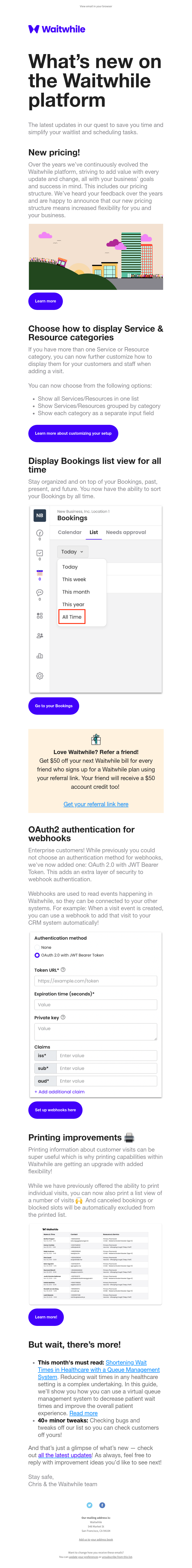 Waitwhile - What’s new in Waitwhile this month ✨