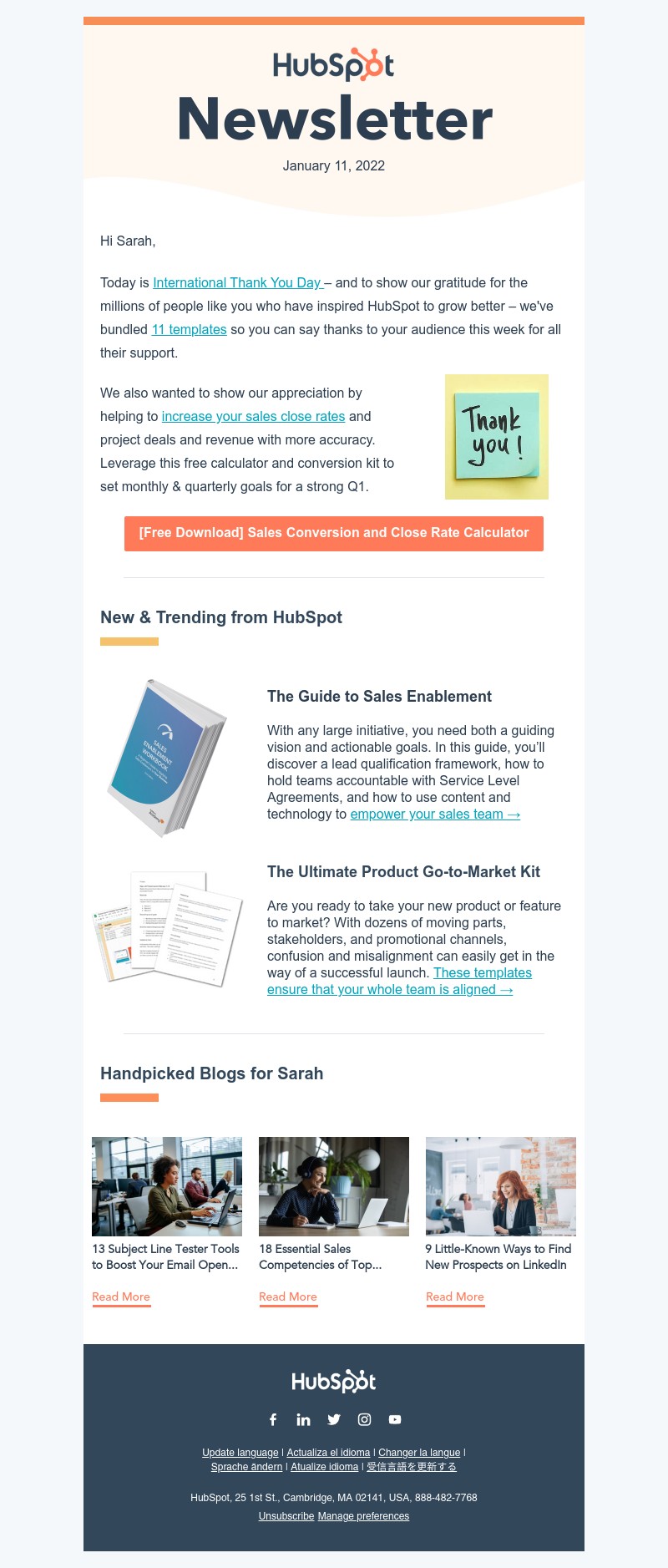 HubSpot CRM - [Newsletter] It's International Thank You Day!