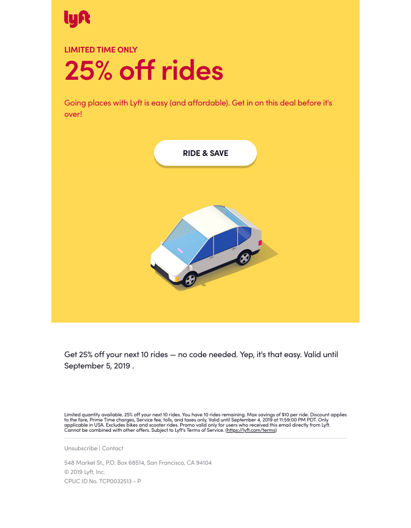 Lyft - It's time to activate 25% off rides