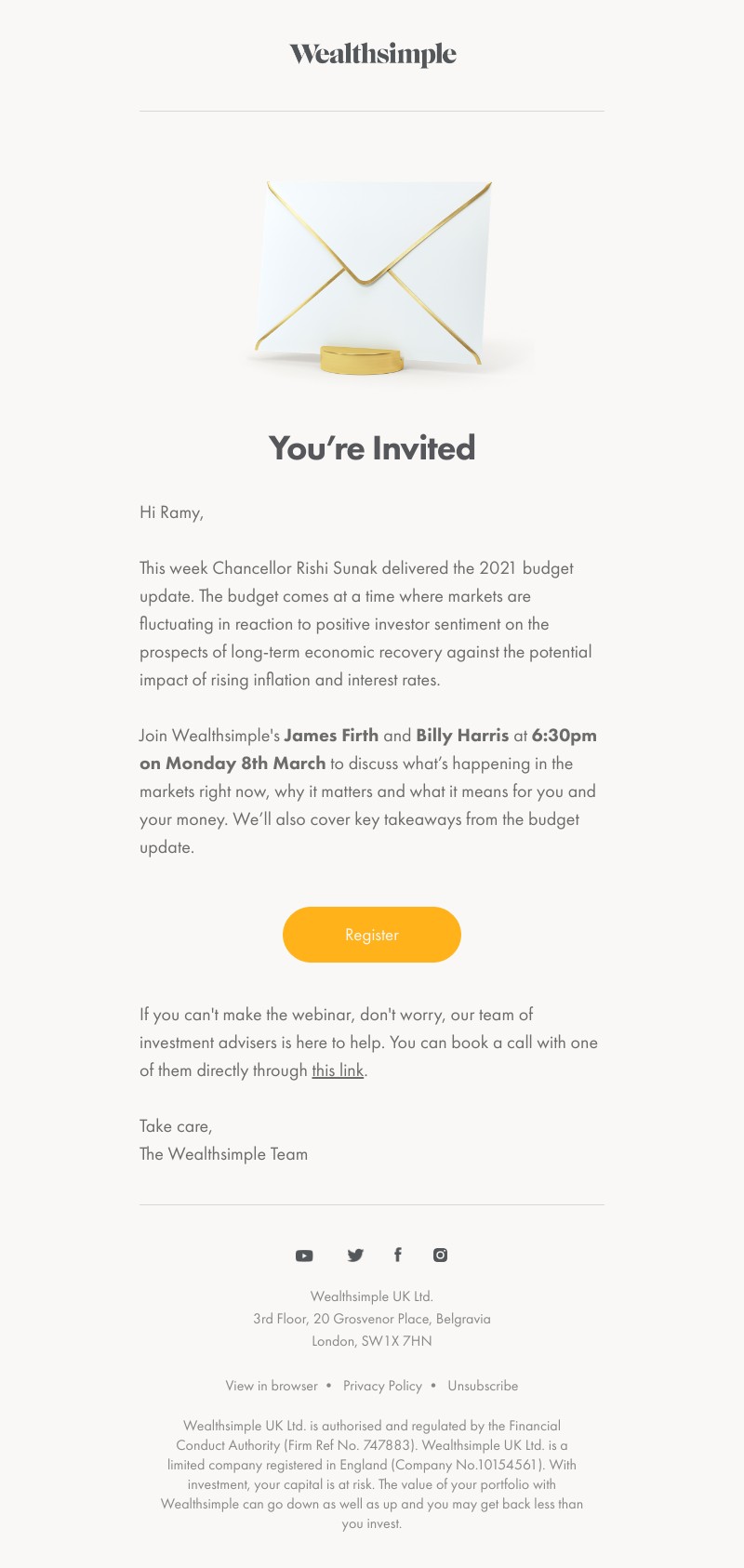 Wealthsimple - Webinar Invite: What’s going on in the markets & budget update