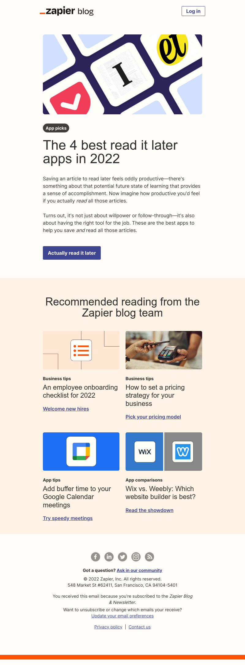 Zapier - Read it later