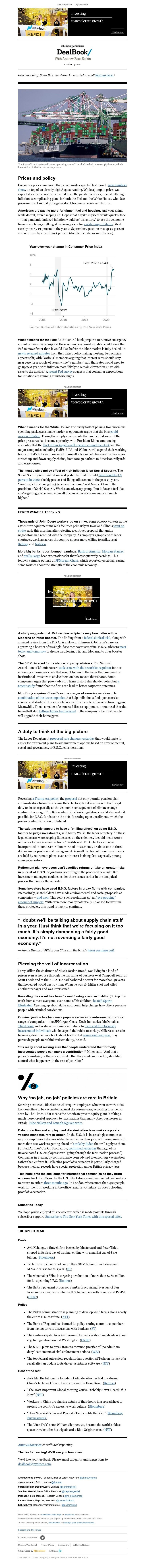 The New York Times - DealBook: Everything is getting more expensive