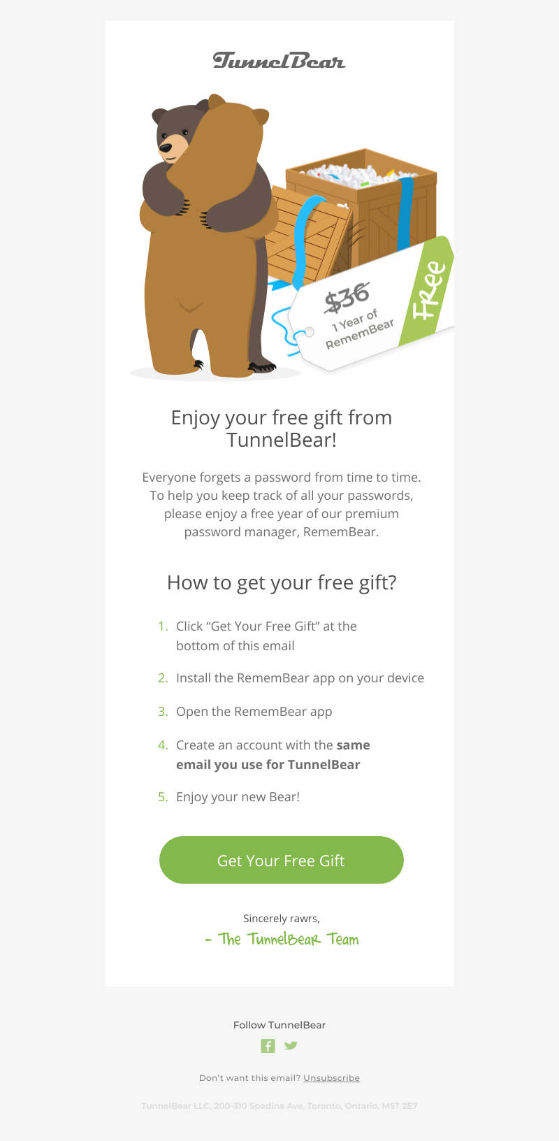  - Get your free gift from TunnelBear