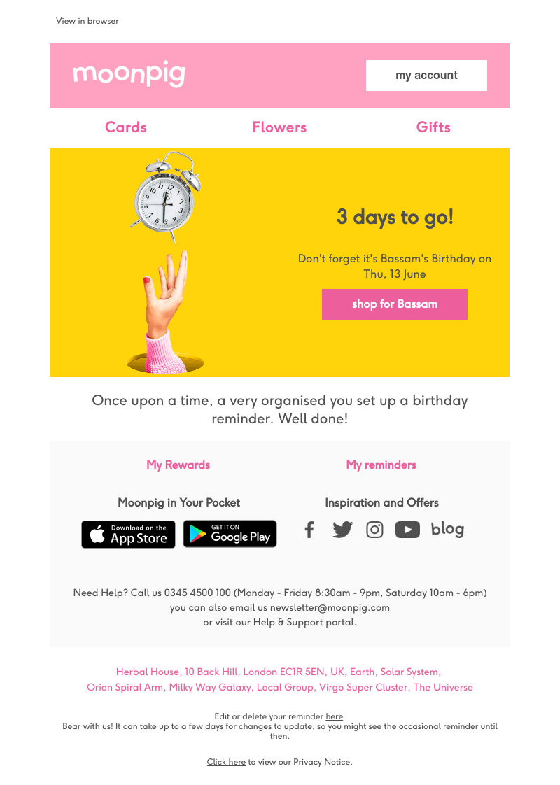 Moonpig - You’ve got a birthday coming up….