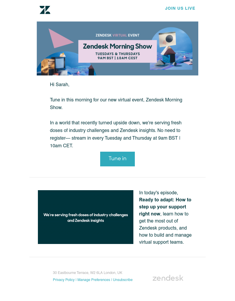 Zendesk - Grab your coffee and join us for the Zendesk Morning Show