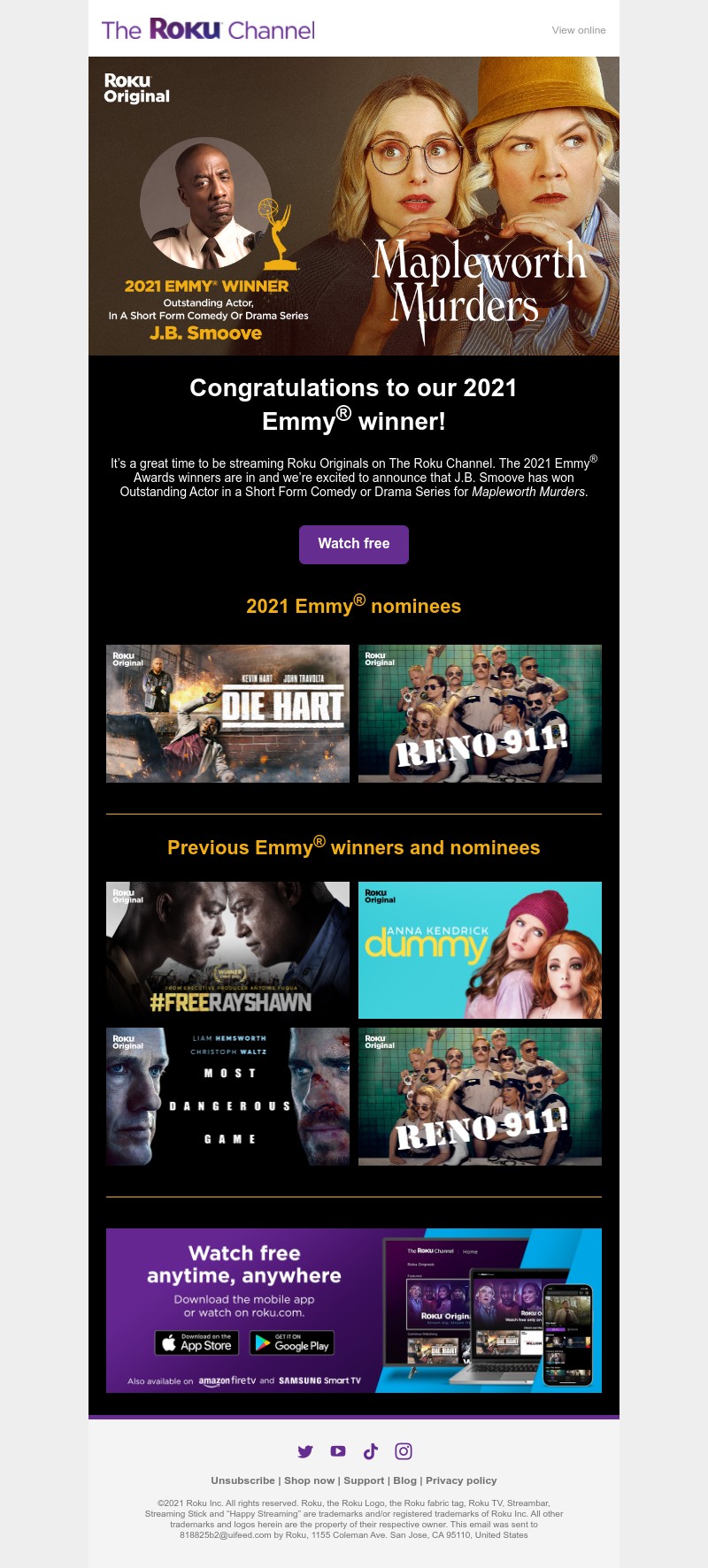 Quibi - Roku celebrates our 2021 Emmy® winner!