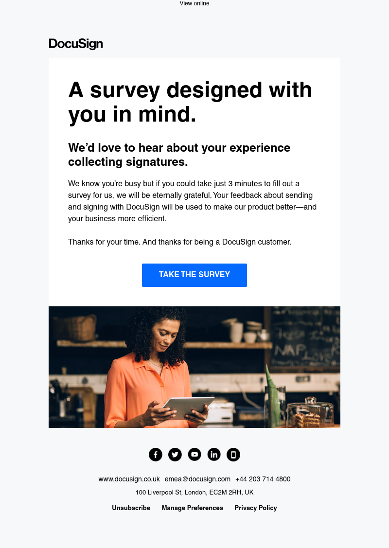  - Help us help you by taking a short survey