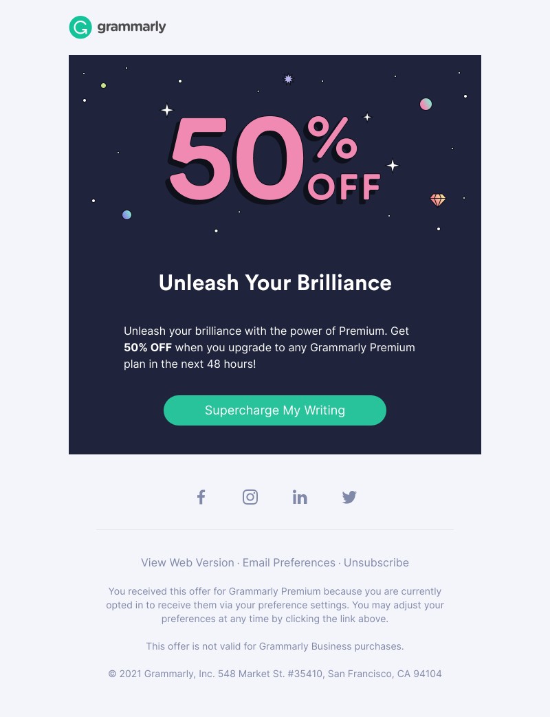 Grammarly - ⏰ 48 HOURS ONLY: Get 50% OFF any Premium plan!