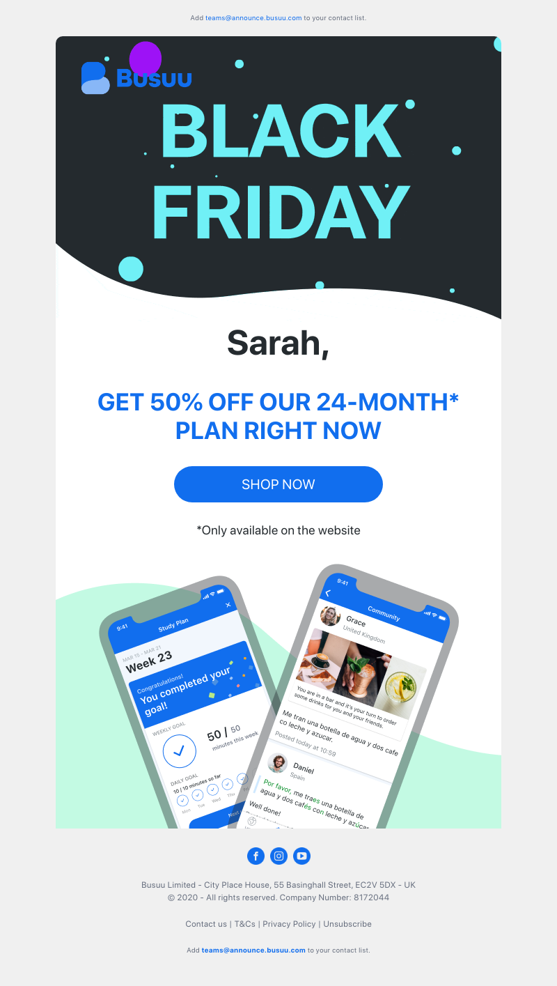 Busuu - 50% off? Yes, please! 🙌     