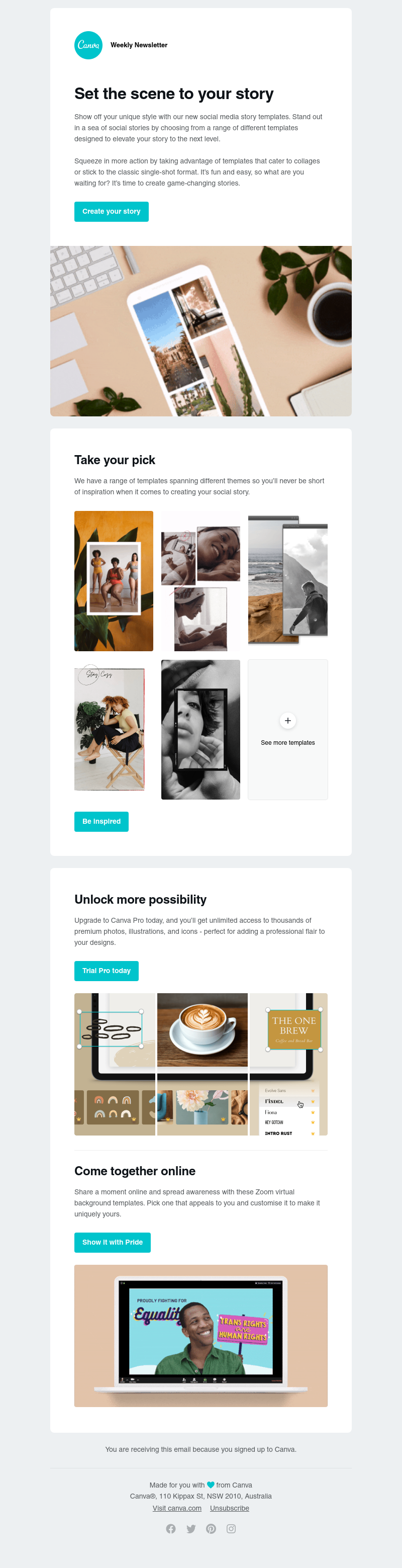 Canva - Set the scene to your story with our templates